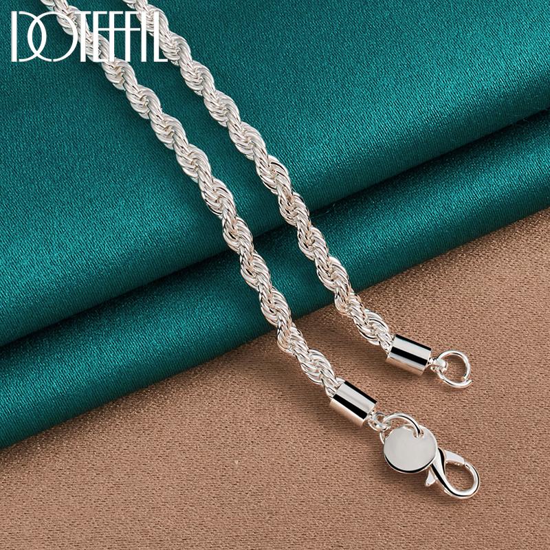 Silver 16-24 Inch 4mm Twist Necklace Fashion Jewelry