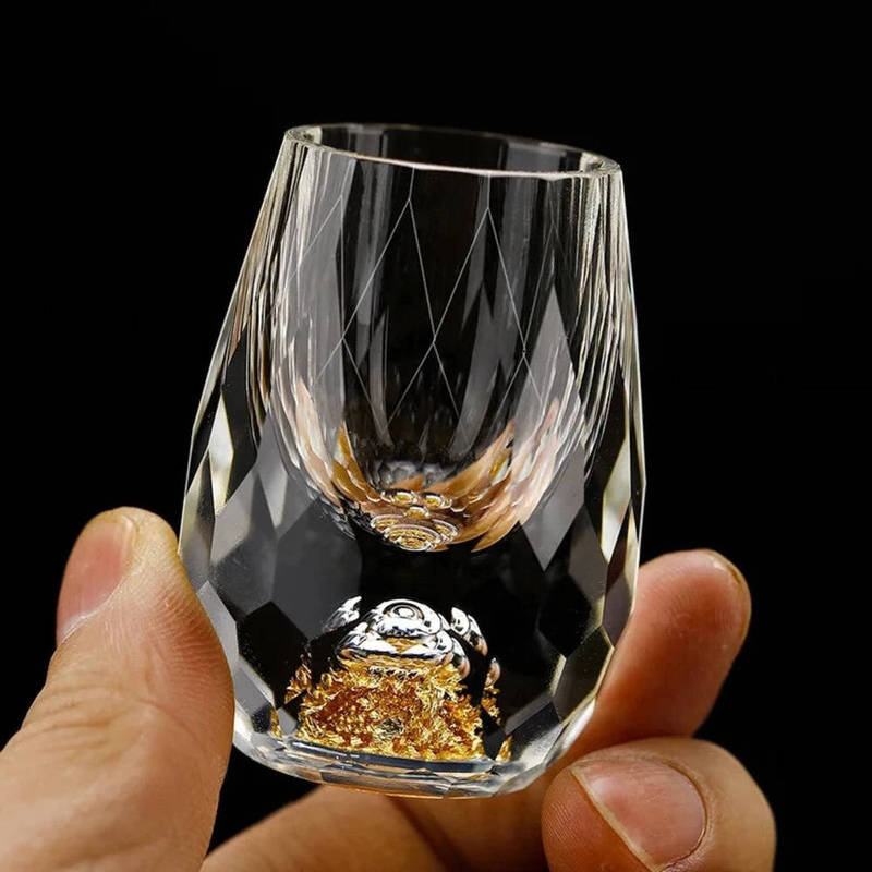 Luxury Crystal Vodka Sake Shochu Bar Liqueur Gold Foil Shot Glass Tea Cup Gift Hard Liquor Wine Glasses 1/2/4/6pcs 15ml