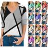 Women's Fashion Casual Temperament V-neck Irregular Striped Geometric Print Long Sleeve Blouse