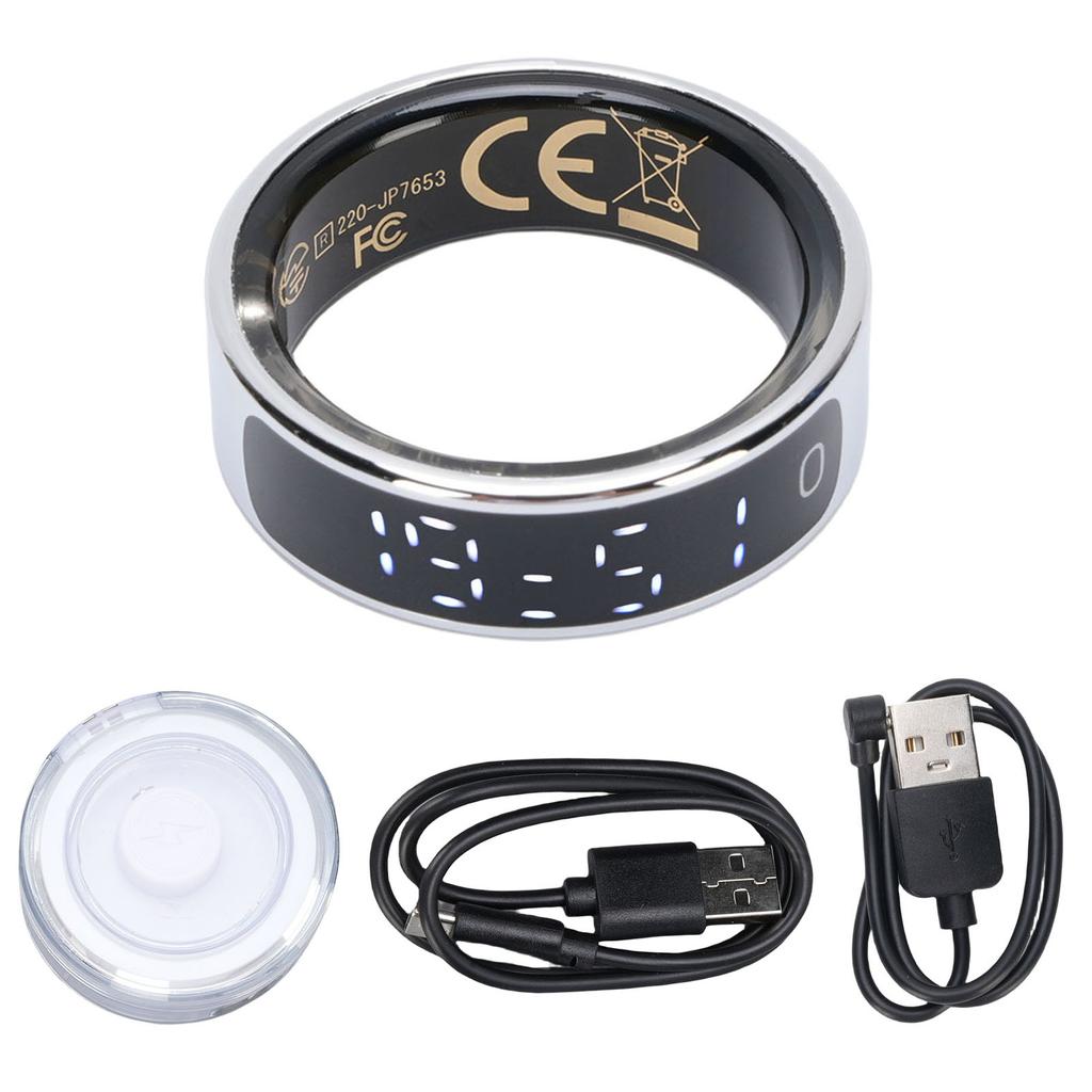 Умное кольцо фитнес-трекер для мужчин и женщин, сенсорный экран, водонепроницаемость 5 АТМ, запись данных о здоровье и упражнениях, подсчет шагов, с зарядной станцией