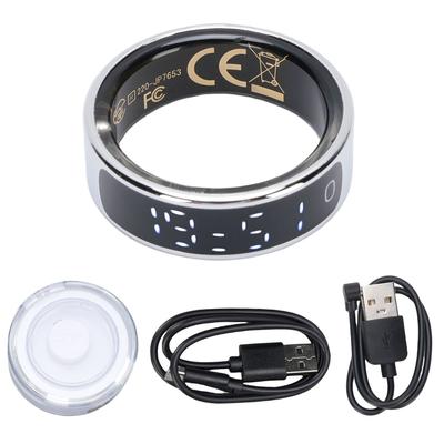 Умное кольцо фитнес-трекер для мужчин и женщин, сенсорный экран, водонепроницаемость 5 АТМ, запись данных о здоровье и упражнениях, подсчет шагов, с зарядной станцией