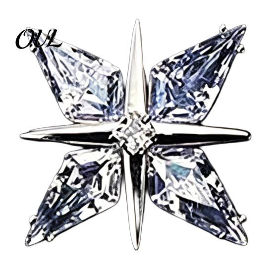 Shirt Collar Button Accessory Brooch with Invisible Safety Pin Buckle, Star Shape Lapel Cubic Zirconia Rhinestone Accent, for Suits Shirts Wedding