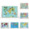 Cartoon World Map Canvas Painting Kids Room Decor Poster and Prints Classroom Decor Wall Art Pictures Home Decor