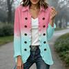 Women's Fashion Gradient Print Long Sleeve Ruffle Open Front Cardigan Lightweight Layering Jacket