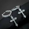 Classic Cross Point-Drill Crystal Replaceable Exquisite White Color Earrings For Women Men Hiphop Party Zircon Gifts