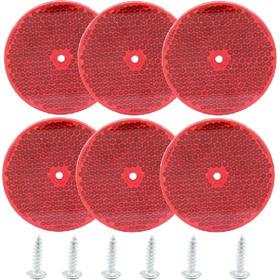 6 Pack White Round Reflector, Front Reflector With Mounting Screw, Safety Reflectors For Driveway, Trailer, Posts