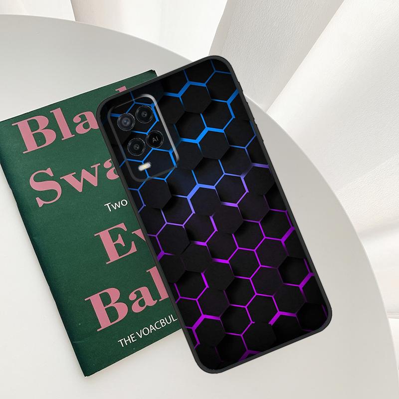 3D Шестиугольный Чехол для Oppo A52 A72 A76 A96 A54 A74 A94 A54S A57S A58 A78 A98 A57 A77 A15 A16 A17