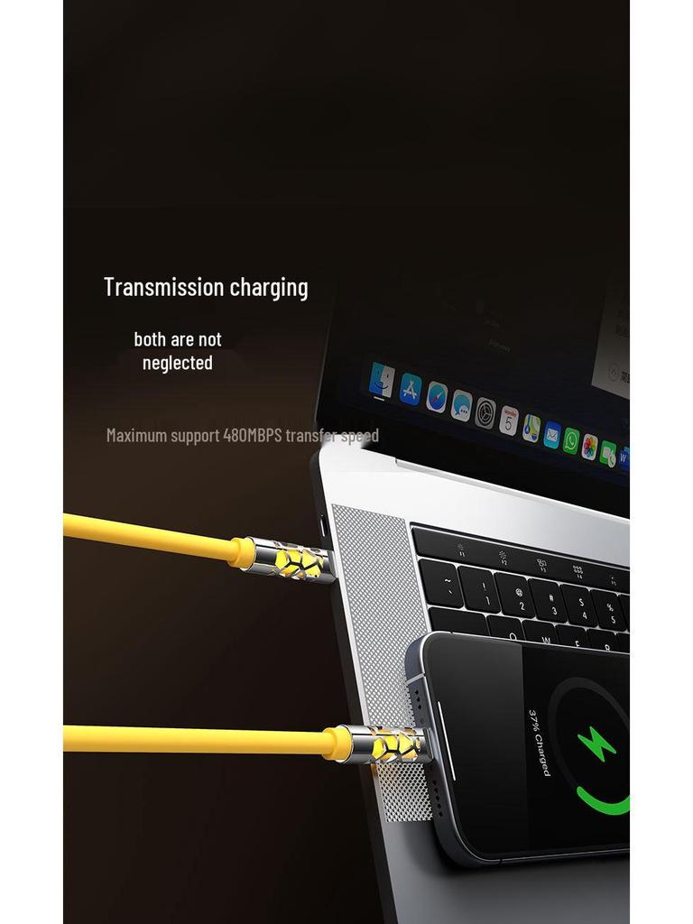 240W Fast Charging Silicone Cable with Colorful Light, Dual TYPE-C for Phones and Tablets