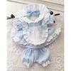 Niannyyhouse 15cm Plush Maid Outfit with and Cotton Doll Clothes Hairband, Dress, Apron, Shorts, (Light Blue)