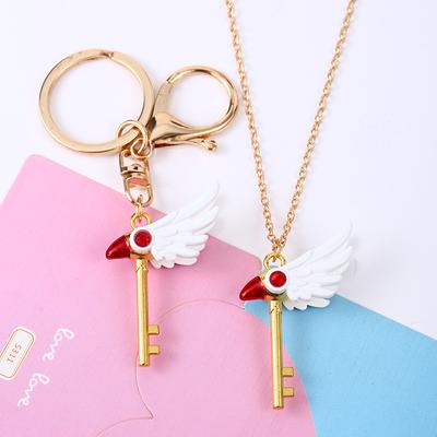 Модный аниме брелок Card Captor Sakura Киномото Сакура Звездный жезл Подвеска Ожерелье для женщин мужчин детей Ювелирные аксессуары