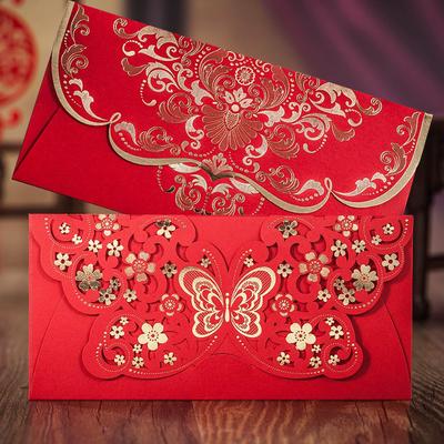 1 шт. Красные конверты 3D Полый Тисненый Свадебный Мешочек для Счастливых Денег Новый Год Лазерная Гравировка Прямоугольный