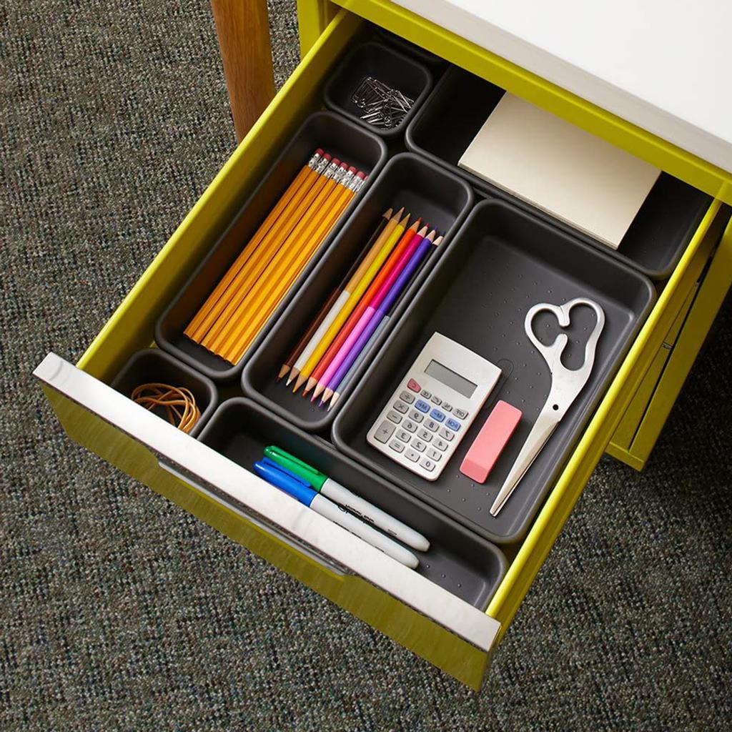 8Pcs Multifunctional Desk Drawer Bins Storage Organizer Trays Cosmetic Dividers