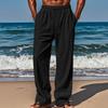 2024 Men's Cotton & Linen Loose-Fit Solid Color Lace-Up Trousers