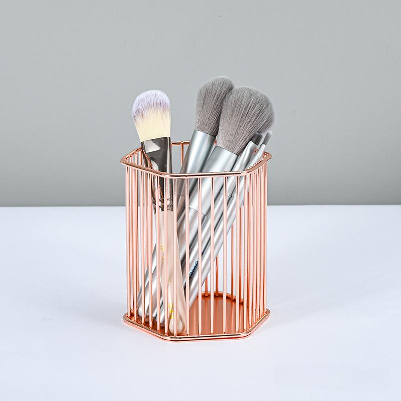 1 шт. настольный держатель для ручек, офисный школьный футляр для хранения, металлическая золотая розово-золотая коробка для ручек, карандашей, органайзер для домашнего хранения