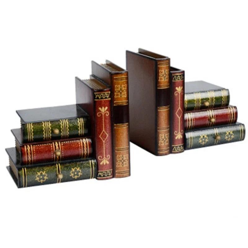 Винтажные декоративные подставки для книг из искусственной кожи, органайзер для хранения для дома и офиса, коробка для хранения, организация и хранение дома