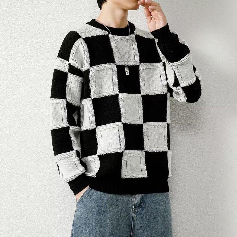 2023 Autumn/Winter Men's Korean Style Loose Knit Round Neck Sweater - Youthful Design