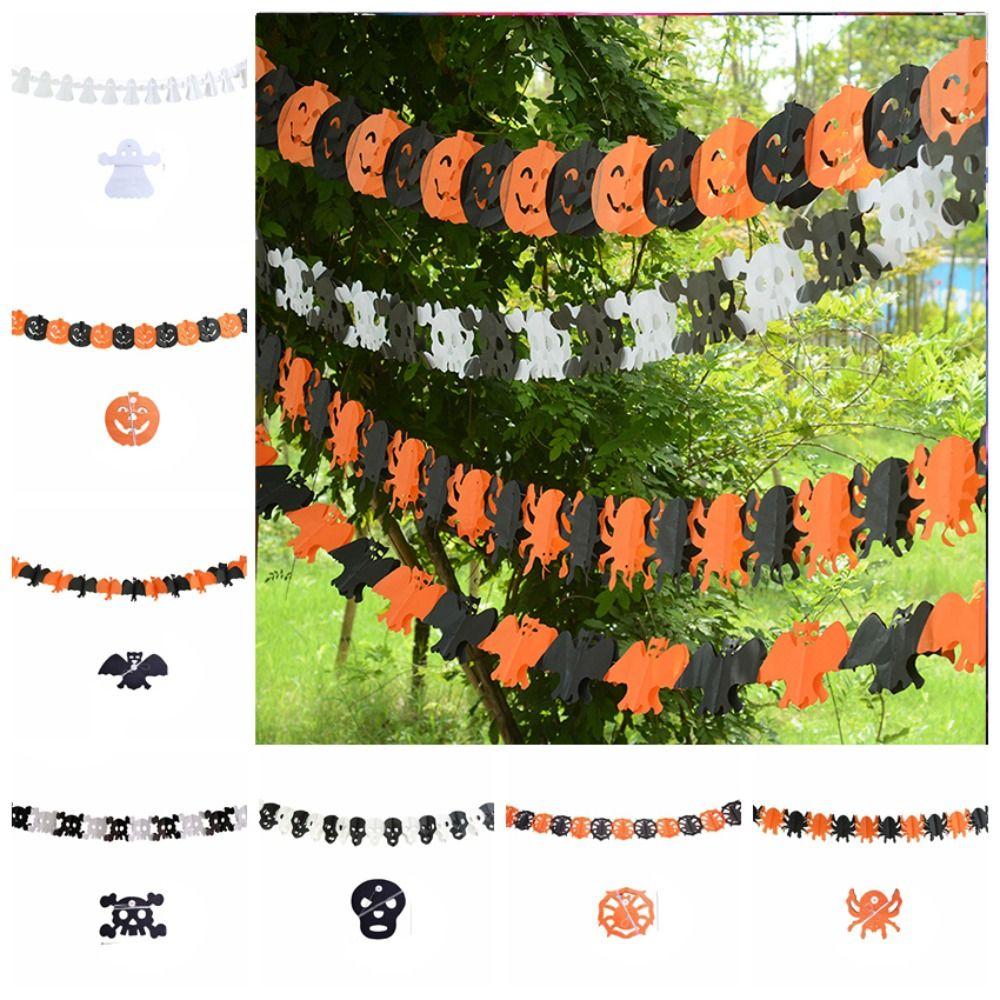 Ghost Ghost Paper Banner Bat Pumpkin Skull Pendant 7 Styles Halloween Paper Latte Art Scene Layout