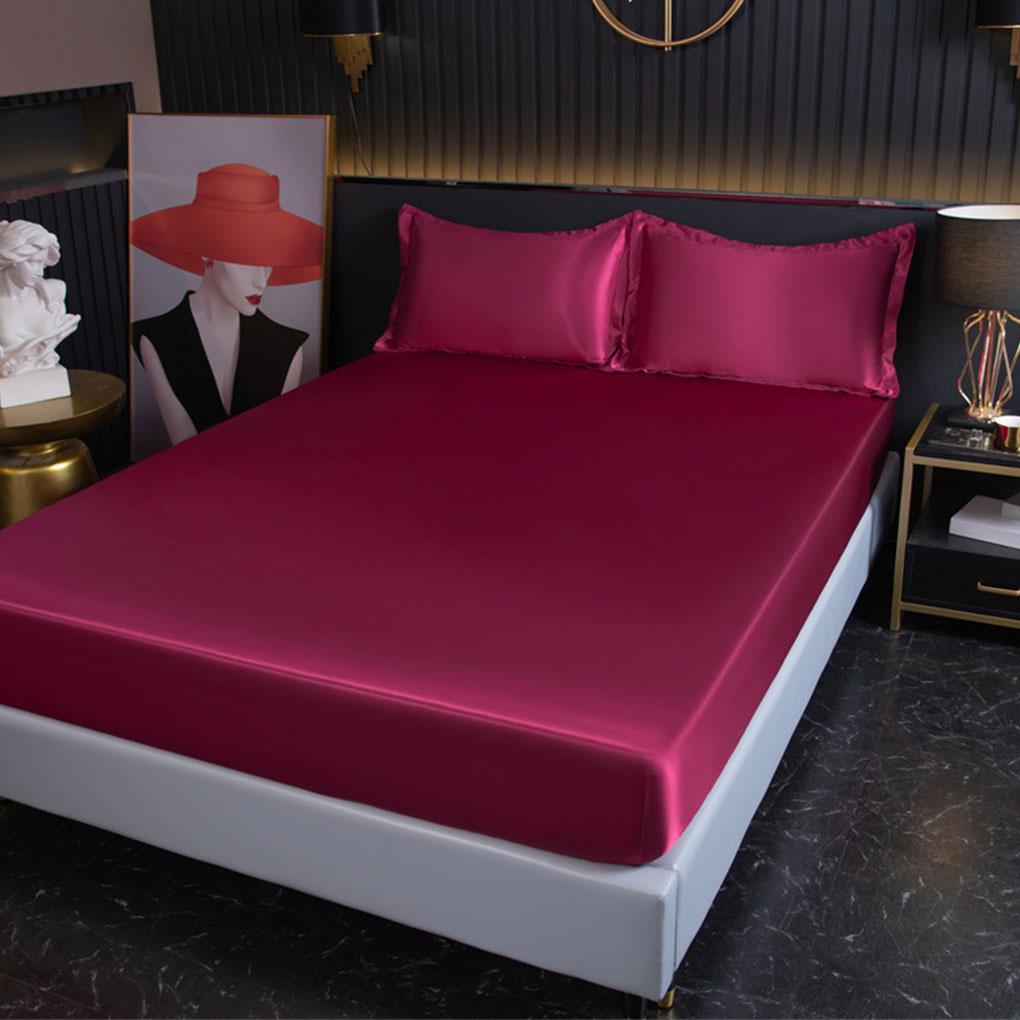 Breathable Solid Color Satin Sheets Machine Washable Comfortable Durable Satin Flat Sheet Waterproof