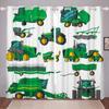 2PCS Cartoon Cars Truck Window Drapes, Excavator Tractor Trucks Grommet Curtains Boys Construction Themed Curtain for Bedroom