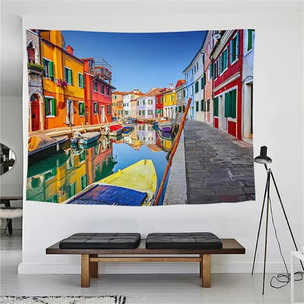 Fashion Home Decoration Tapestry Window Landscape Natural Ocean Pattern Bedroom Living Room Tapestry