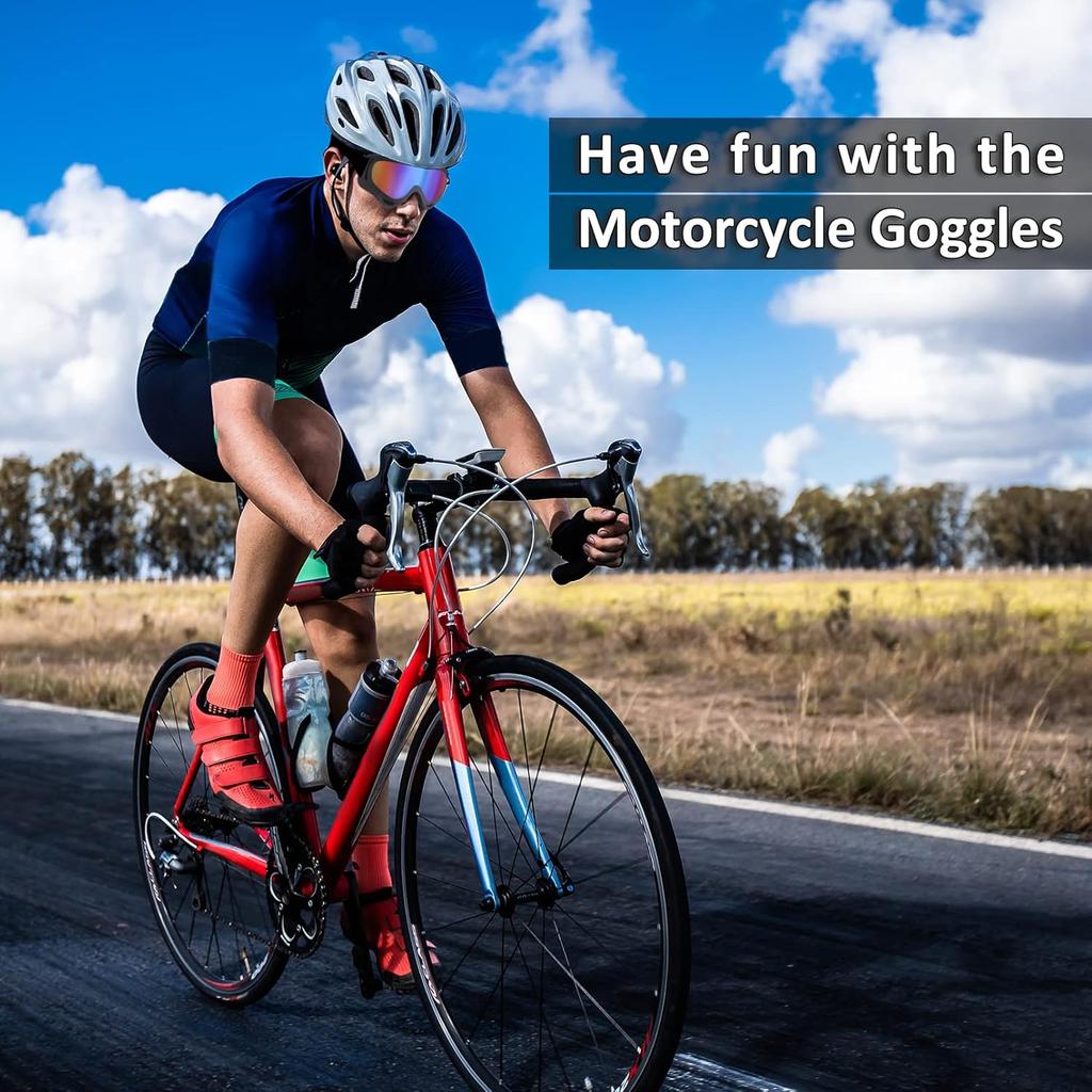 Motorcycle Goggles Kids, 2 Pack Dirt Bike ATV Motocross & Ski Goggles, Off Road Riding Glasses For Child, Anti-UV Dust Airsoft Glasses For Men Women