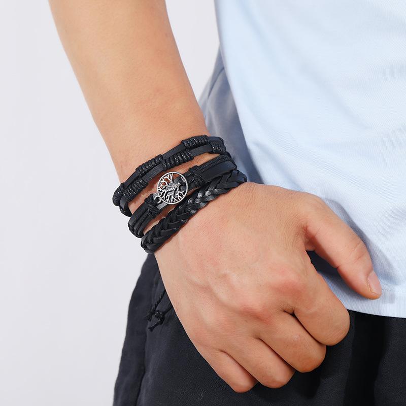 9 Styles Vintage Leather Bracelet for Women Men Woven Bracelet Set Punk Style Men's Multi-layer Braided Bracelet Charm Jewelry Gifts