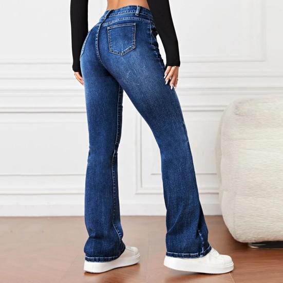 Женские джинсы с высокой талией, расклешенный подол, застежка на молнию, градиентный цвет, свободный крой, множество карманов, уличная одежда