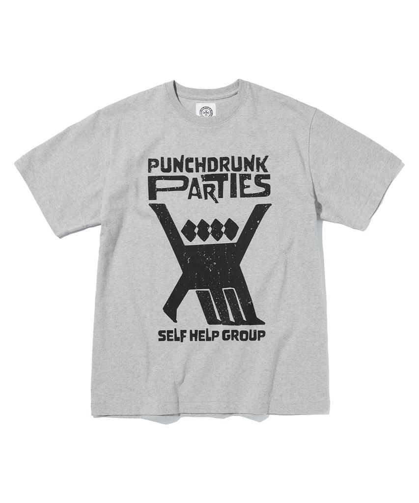 PUNCH DRUNK PARTIES Футболка с марширующими людьми (Меланж серый)