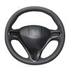 Black PU Faux Leather Hand-stitched Car Steering Wheel Cover for Honda Civic Civic 8 2006 2007 2008 2009 2010 20011 (3-Spoke)