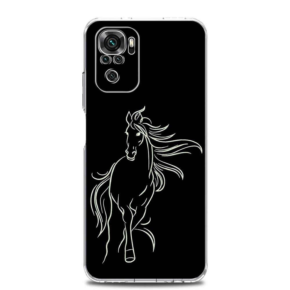 Чехол для телефона с рисунком лошади для Xiaomi Redmi Note 13 12 5G 9S 9 8 10 11 Pro Plus 4G 9T 13C 12C10C 9C 9A 7 Pro, прозрачный чехол