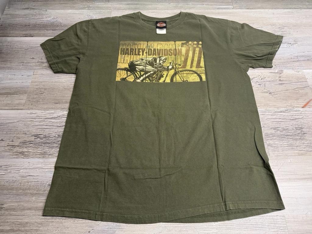 Harley Davidson New Smyrna Beach T-Shirt Faded Olive Green Biker Tee