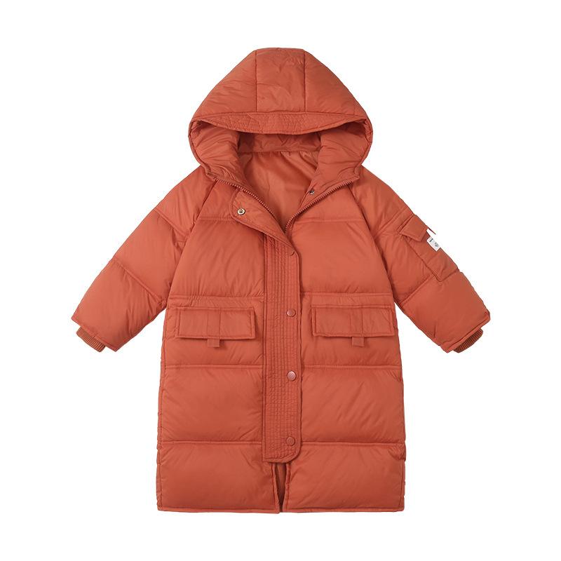 Mid-length Down Jacket for Children School Uniform Over Knee Thick Down Jacket
