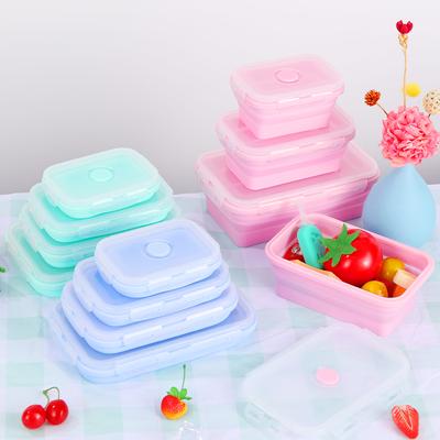 4 шт. Складные силиконовые контейнеры для хранения продуктов с крышками, силиконовые ланч-боксы Bento Box, не содержат BPA для кухонной кладовой