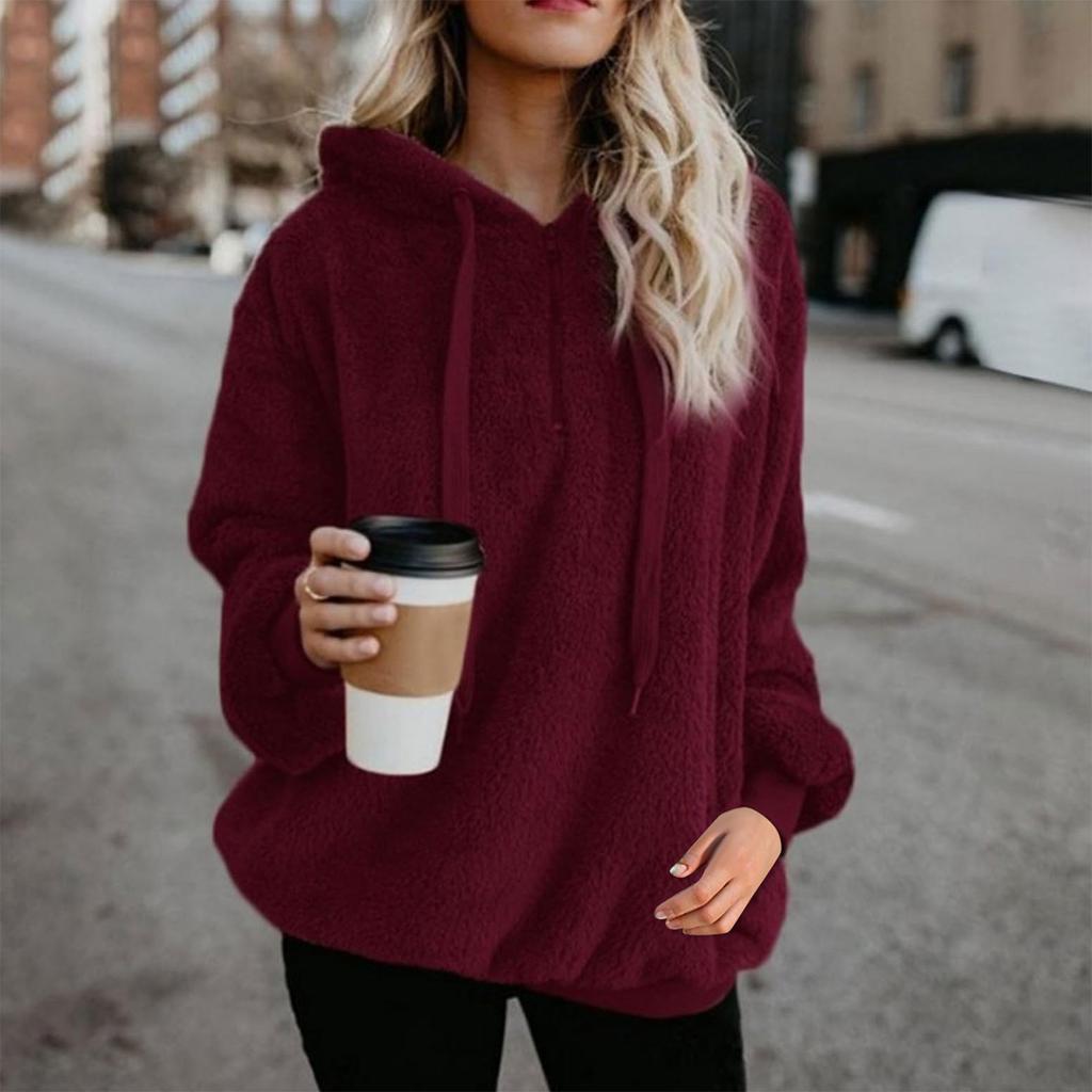 Женская модная однотонная толстовка с капюшоном и длинными рукавами на молнии из плюша