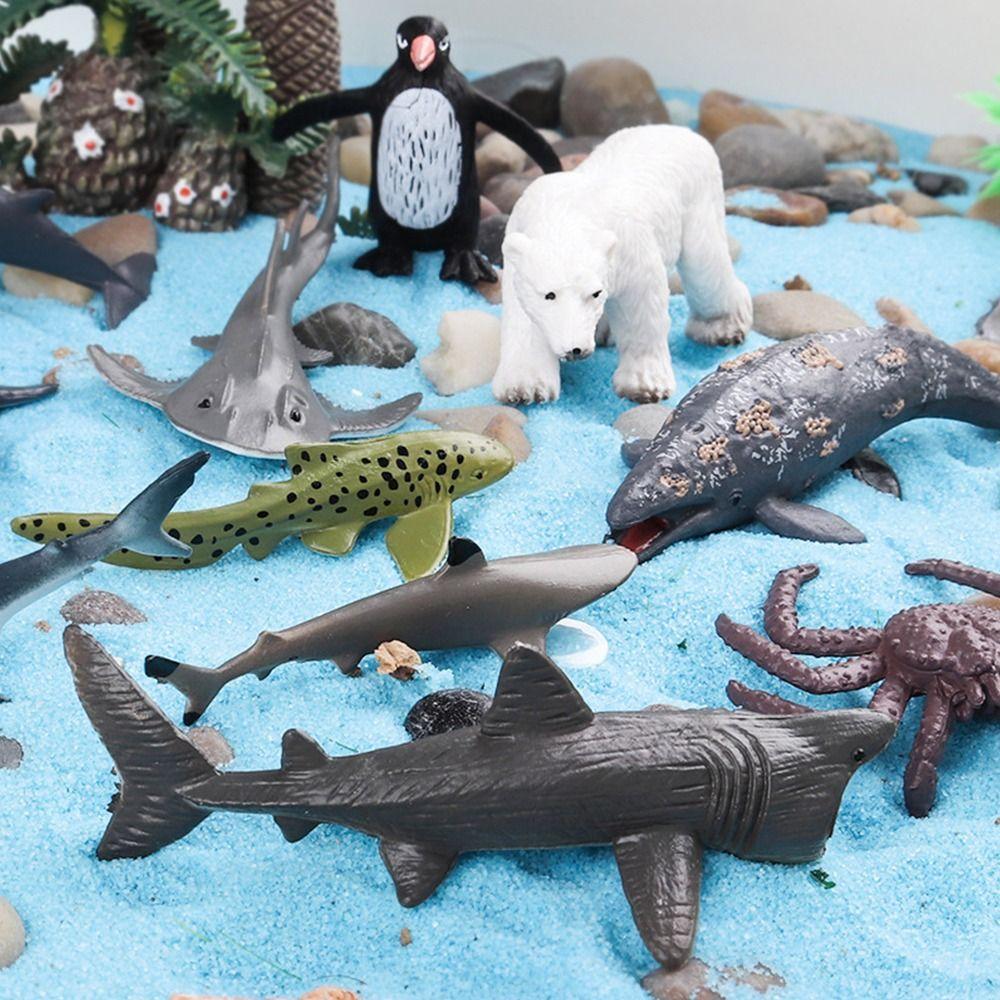 12pcs Mini Insects Simulation Ocean Animal Figurine Dog Cat Wild Animal Model Kids Toys