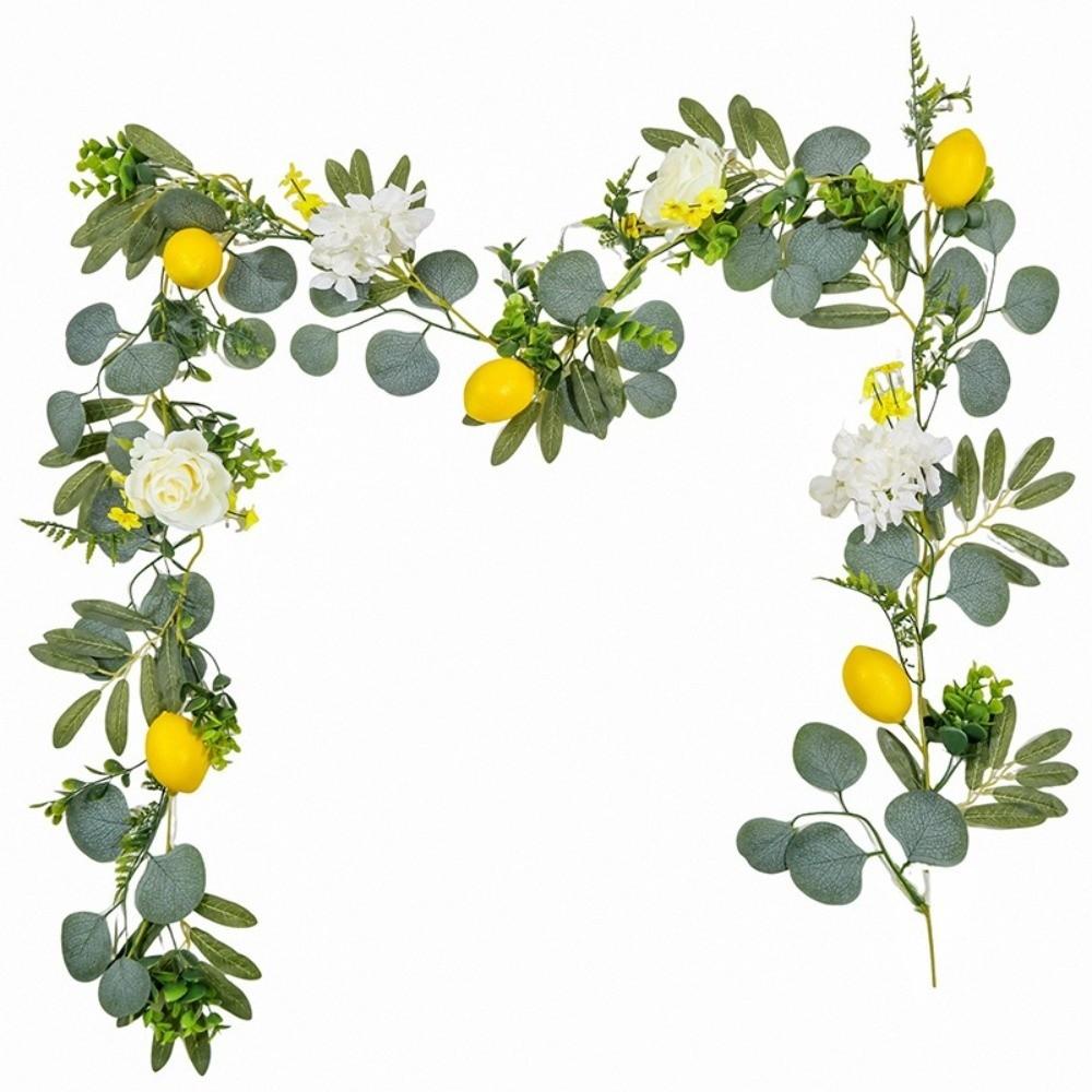 Greenery Lemon Vine Decor Eucalyptus Leaves Simulation Lemon Vine Faux Lemon Wreath  Kitchen Decor