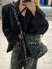 Винтажная сумка через плечо для женщин High Street, большая вместимость, с заклепками, мото-байкерская, черная сумка-мессенджер, повседневная сумка-тоут