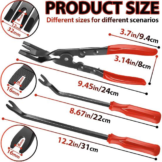 Keze 3 Pcs Auto Clip Pliers Set And Fastener Remover,Car Trim Rivet Removal Pry Tool Repair Kit With Storage Bag For Automotive Door