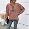 Осень и Зима Повседневный Однотонный Топ на Молнии Женские Пуловеры и Длинные Рукава
