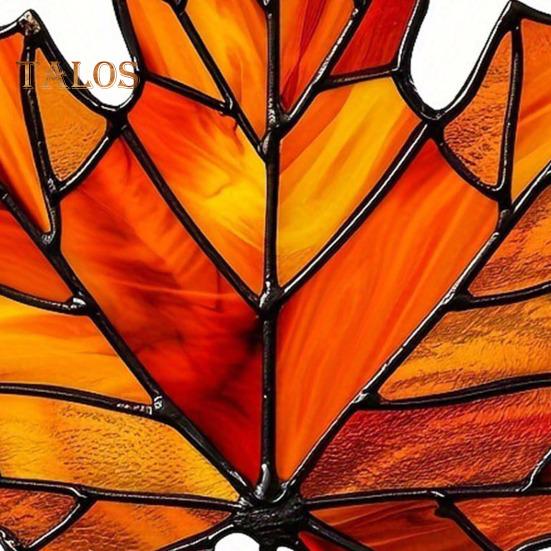 Maple Leaf Acrylic Pendant 3.9inch Window Wall Hanging Ornament Fall Maple Panel Suncatcher for Harvest Thanksgiving Autumn Party Supplies