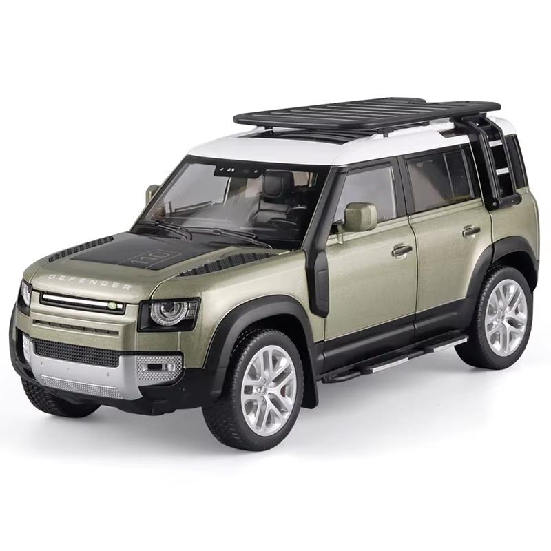 Large 1/18 Land Rover Defender Range Rover SUV Off-road Alloy Model Car Die-cast Vehicle Collection Sound and Light Pull Back Boy Toy Children's Gift