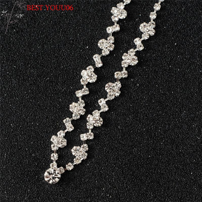 Hot 1set Shining Silver Bridesmaid Crystal Necklace Earrings Set Wedding Bridal Jewelry