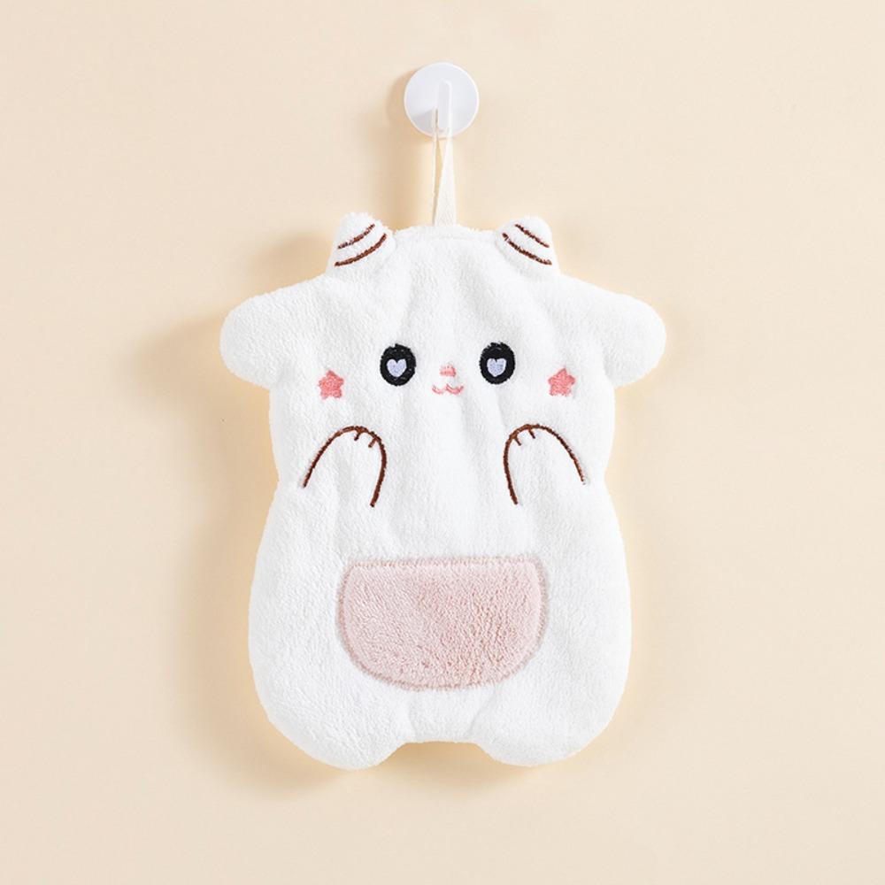 New Cartoon Animals Wipe Hand Towel Absorb Water Thickened Kitchen Cleaning Rag Coral Velvet Hanging Bathroom Hand Cloth