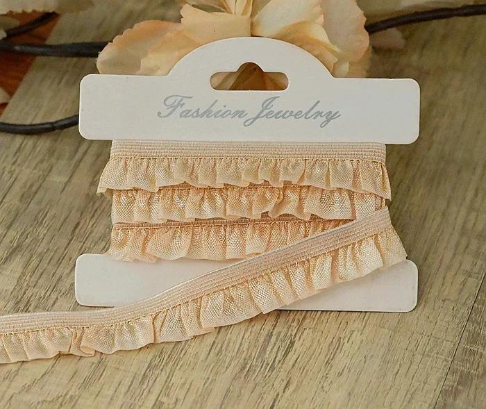 21 Color Stretchy Ealstic Ruffle Pleat Dance Shirt 1.5-2.5cm Wide Skirt Dress Edging Lace Trim Ribbon 10 Meters