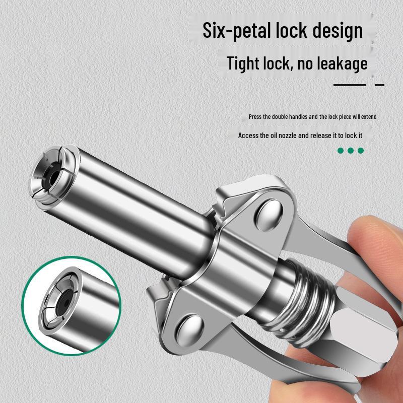 High-Pressure Self-Locking Grease Gun Nozzle - Electric, Pneumatic, Manual Compatible