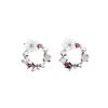 Elegant Pearl Shell Flower Stud Earrings For Women Sweet Temperament Spring Summer Jewelry