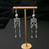 Chic Gothic Accessories 1 Pair Halloween Earrings, Spooky Skeleton Dangle Unique Costume Earrings Drop Punk Skull Articulated Jewelry for Women