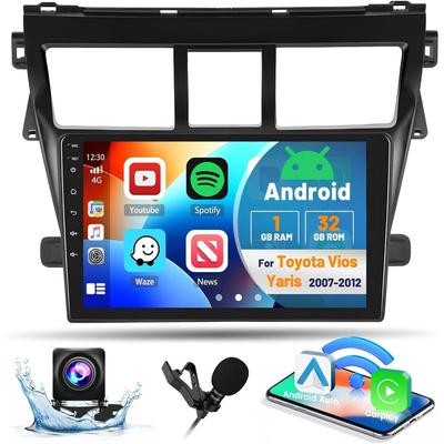 Автомобильное стерео радио с 2 Din Android для Toyota Vios Yaris 2007 2008-2012, мультимедийный видеоплеер Carplay, GPS-навигация с экраном
