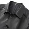 FAPAI Men's Classic Lapel Genuine Cowhide Leather Jacket