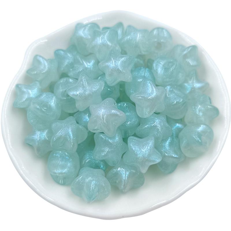 Acrylic Jewelry Making Fluorescent Powder Loose Beads 10pcs Macaron Beading Material Pointed Heart/Star For Bracelet Necklace Beads